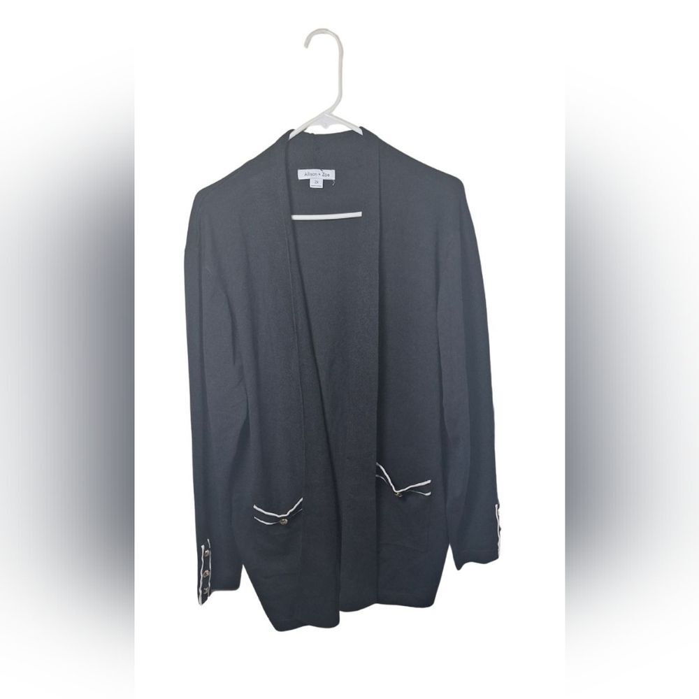Allison + Zoe Gray Open Front Cardigan Blazer Womens 2X Plus Size NWOT